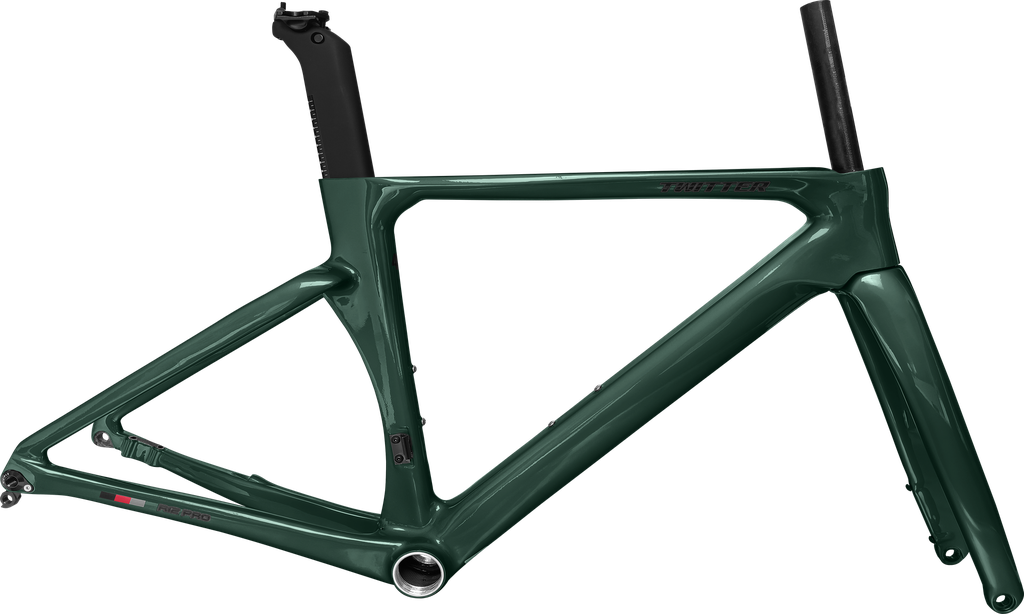 Cuadro TWITTER Ruta R12pro 460mm carbon DISC BB-rosca c/trinche-pilar dark green 
