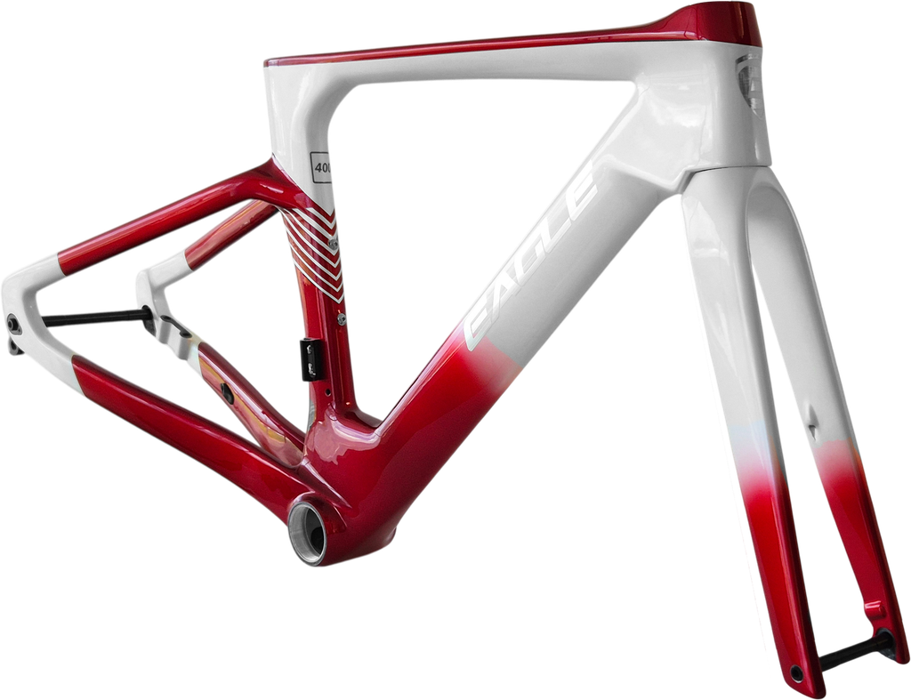 Cuadro EAGLE RUTA R06 carbon 440mm S p/disc c/trinche-pilar-pist/trinche y centro timon integrado c/stem 400x90mm white red