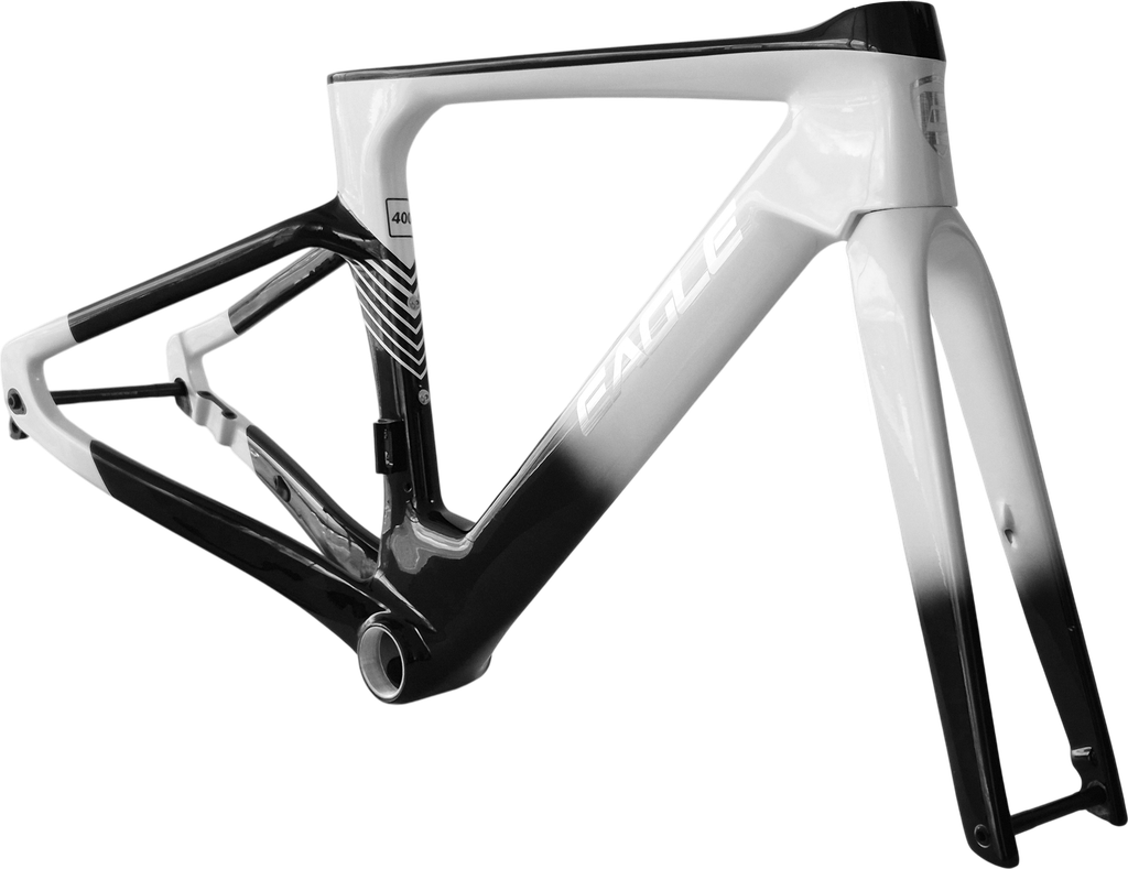 Cuadro EAGLE RUTA R06 carbon 520mm p/disc c/trinche-pilar-pist/trinche y centro timon integrado c/stem 400x90mm black white