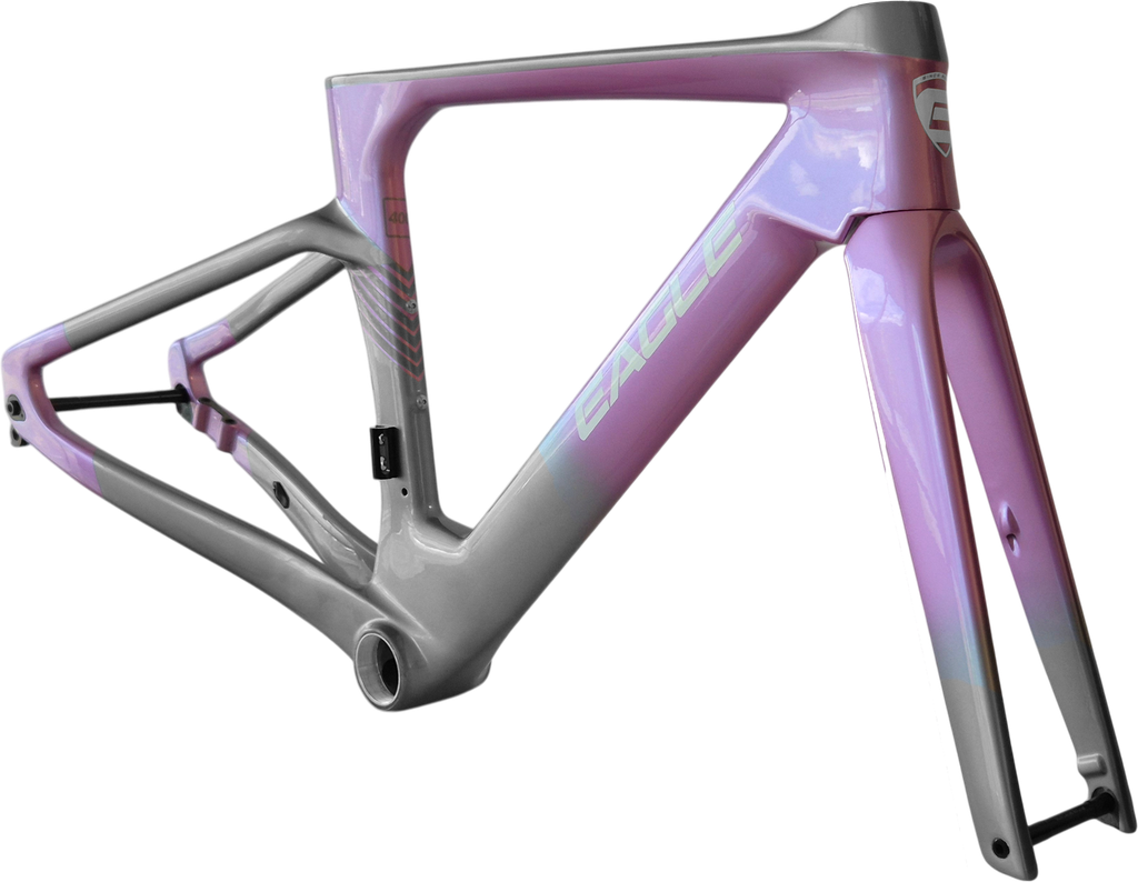 Cuadro EAGLE RUTA R06 carbon 440mm S p/disc c/trinche-pilar-pist/trinche y centro timon integrado c/stem 400x90mm grey pink