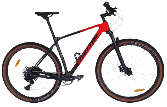 Bicicleta TWITTER 29 MTB PREDATOR PRO 19 carbon disc hidraulico SX-12V black/red 