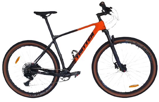 Bicicleta TWITTER 29 MTB PREDATOR PRO 19 carbon disc hidraulico SX-12V black/orange 