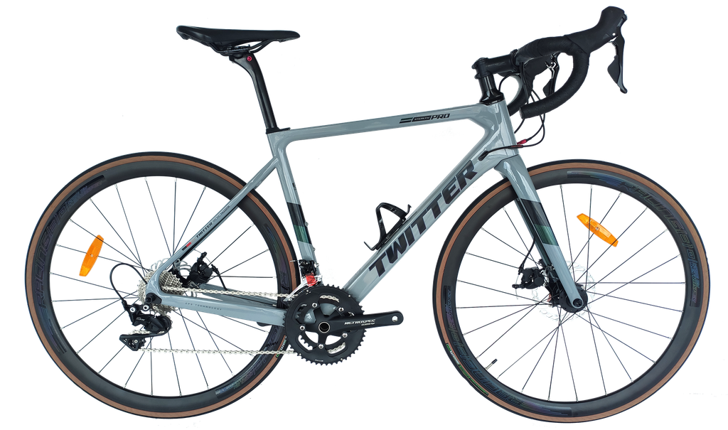 Bicicleta TWITTER Ruta STEALTHpro 54cm carbon horquilla SRAM RIVAL-22v cement/grey 