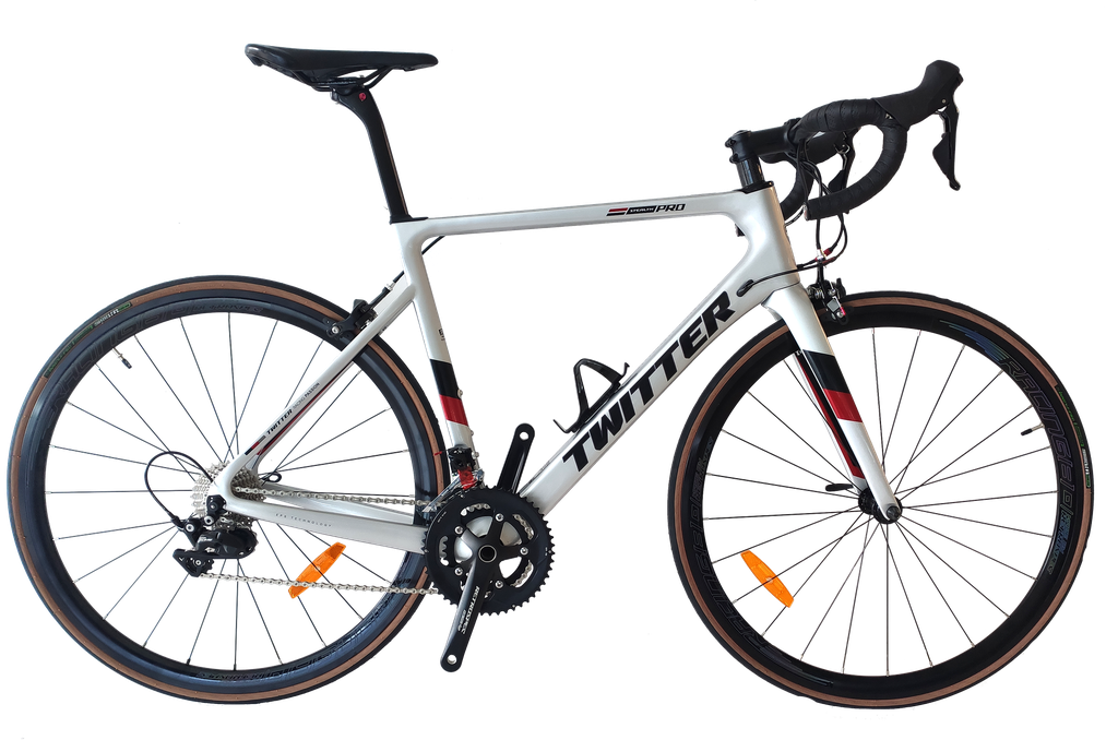 Bicicleta TWITTER Ruta STEALTHpro 54cm carbon horquilla SRAM RIVAL-22v silver/red 