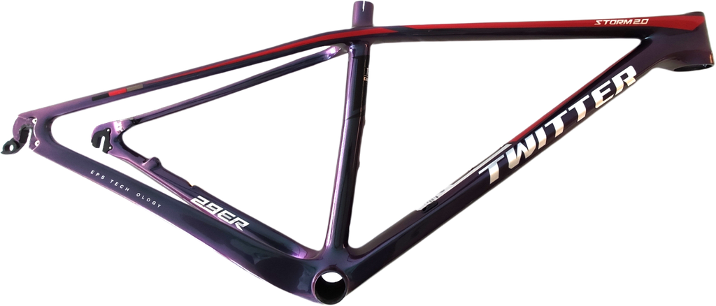 Cuadro TWITTER 29 STORM2.0 17 carbon 12x142mm c/pista de trinche + buje red holographic 