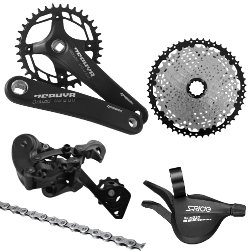 Grupo S-RIDE M320C 1x12v 11/50 36T square 170mm c/tension silver/red (SL-M320,RD-M320C,CS-M320,FC-M320,KMC-X12)