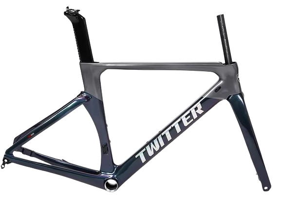 Cuadro TWITTER Ruta AURORA 500mm carbon DISC BB-rosca c/trinche-pilar holografic gray 