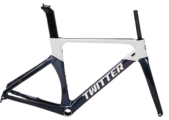 Cuadro TWITTER Ruta AURORA 520mm carbon DISC Press-Fit c/trinche-pilar holografic white 