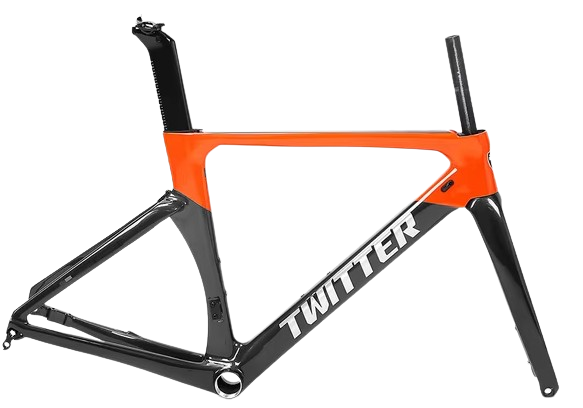 Cuadro TWITTER Ruta AURORA 480mm carbon DISC Press-Fit c/trinche-pilar black/orange 
