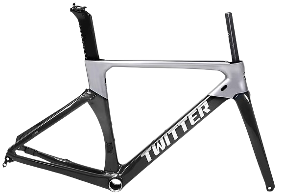 Cuadro TWITTER Ruta AURORA 480mm carbon DISC BB-rosca c/trinche-pilar black/silver 