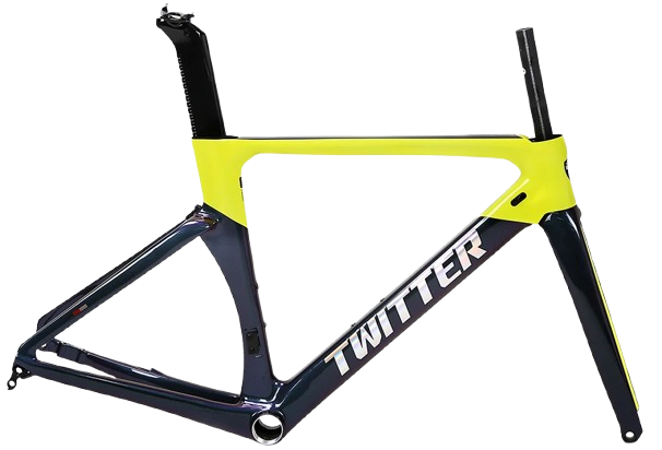 Cuadro TWITTER Ruta AURORA 520mm carbon DISC Press-Fit holografic yellow 