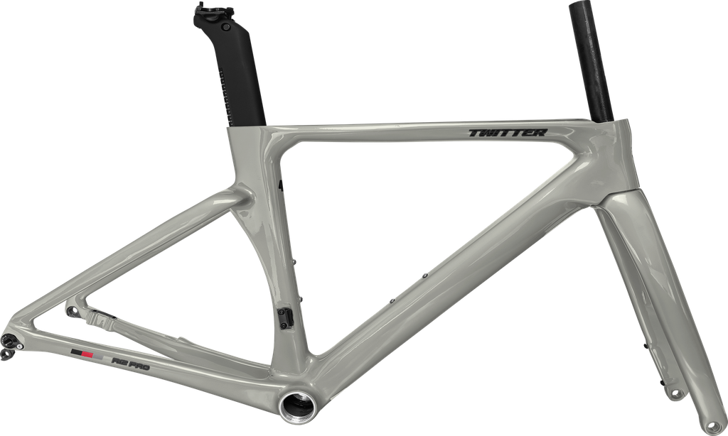 Cuadro TWITTER Ruta R12pro 540mm carbon DISC BB-rosca c/trinche-pilar silver 