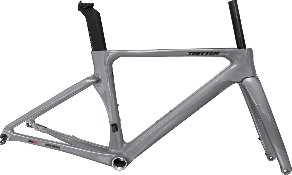 Cuadro TWITTER Ruta R12pro 460mm carbon DISC Press-Fit c/trinche-pilar cement gray 