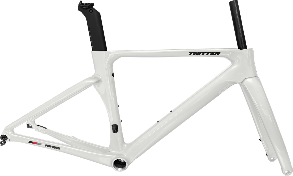 Cuadro TWITTER Ruta R12pro 500mm carbon DISC BB-rosca c/trinche-pilar white 