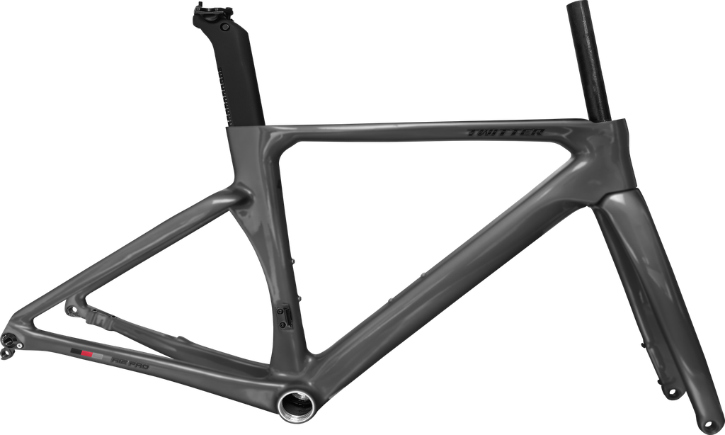 Cuadro TWITTER Ruta R12pro 500mm carbon DISC BB-rosca c/trinche-pilar matte dark gray 