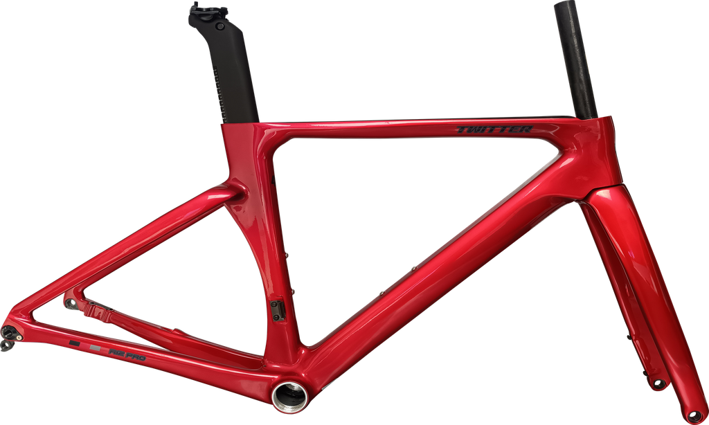 Cuadro TWITTER Ruta R12pro 460mm carbon DISC BB-rosca c/trinche-pilar red 