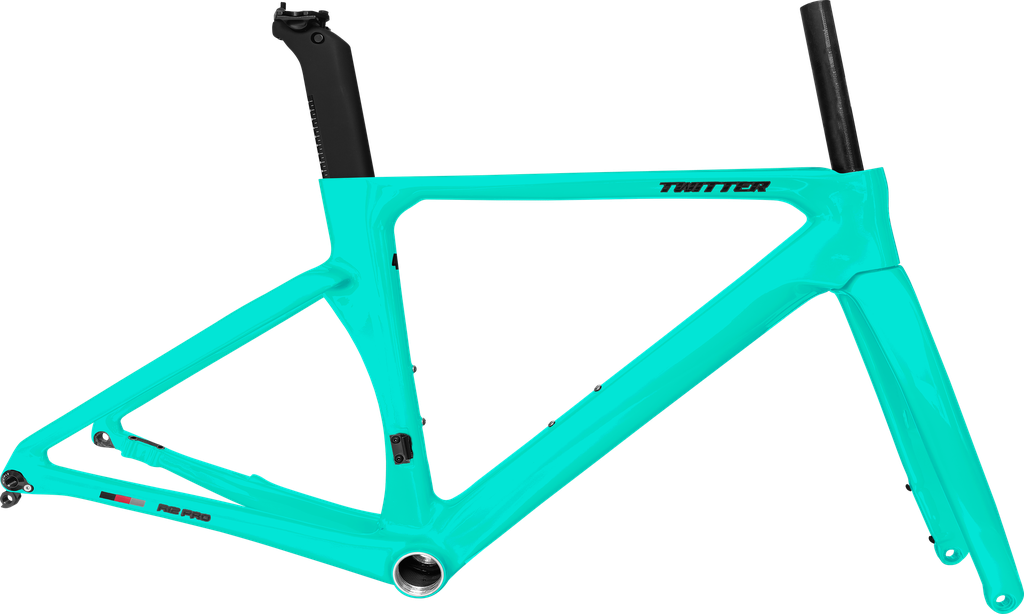 Cuadro TWITTER Ruta R12pro 460mm carbon DISC BB-rosca c/trinche-pilar light sky blue 