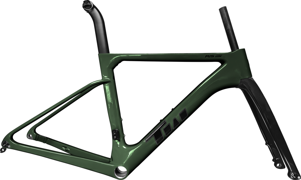 Cuadro TWITTER Ruta R15pro 440mm carbon DISC BB-rosca c/trinche-pilar-pista de trinche-espaciador dark green