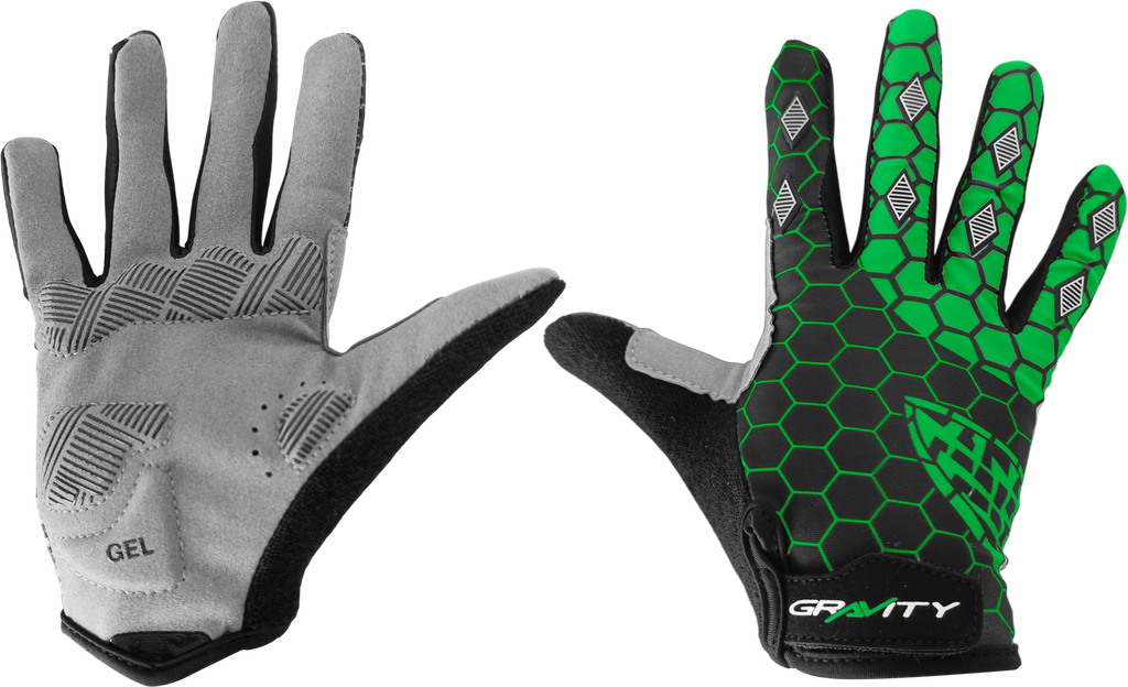 Guantes GRAVITY ciclismo niño d/largo EG-705 black/green L(9-11Y)