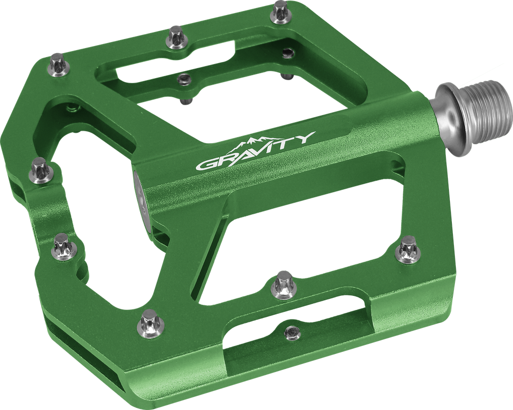 Pedal GRAVITY MTB aluminio 9/16" balinera sellada  verde par