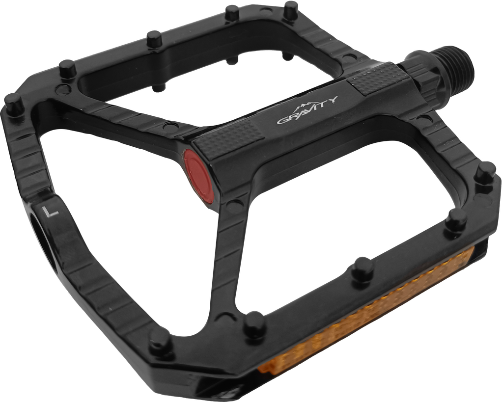 Pedal GRAVITY MTB aluminio 9/16" rodamiento c/reflectivo negro par