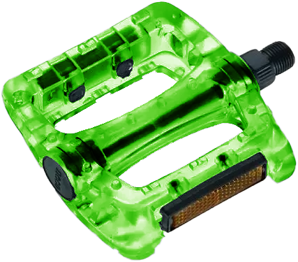 Pedal NECO MTB-BMX plast transparent 9/16 plano green WP601 CN