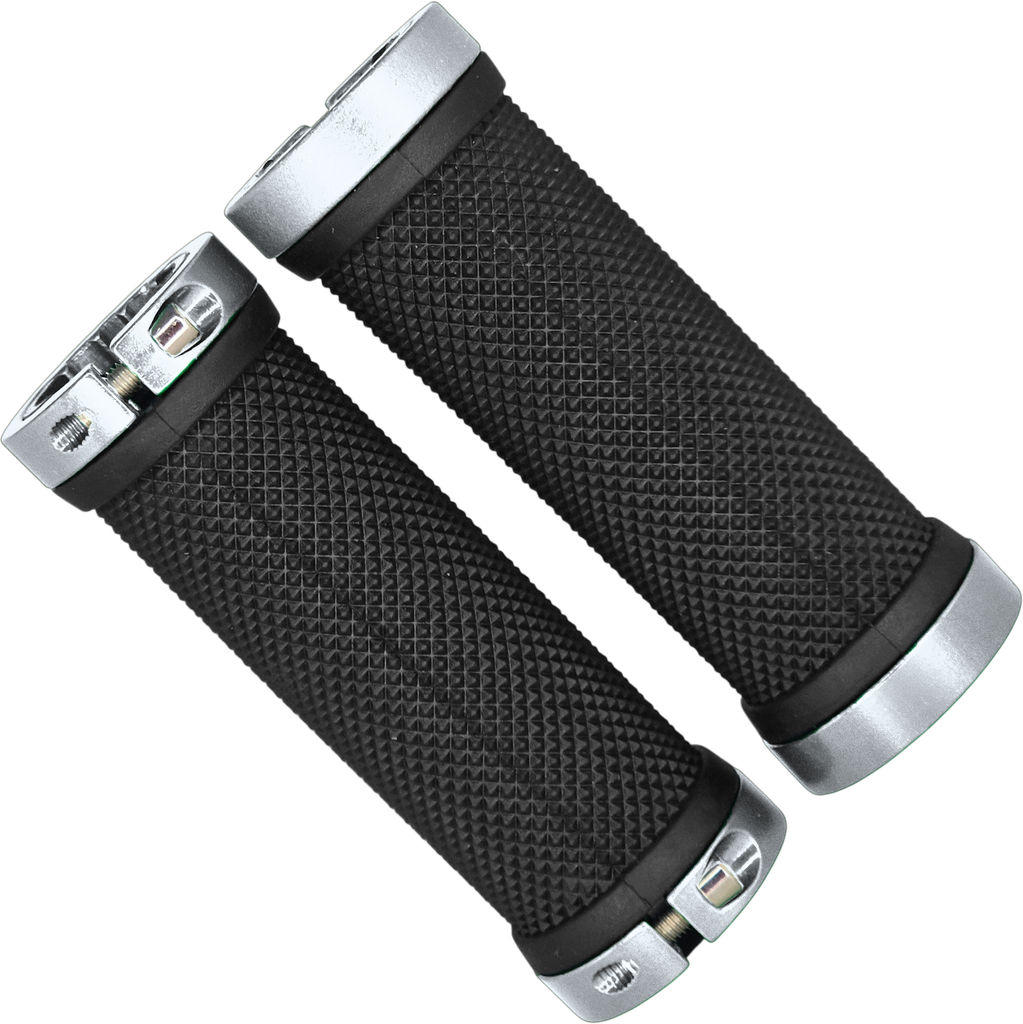 Grips ZERO silicon 90mm c/seguro doble Black/Silver par