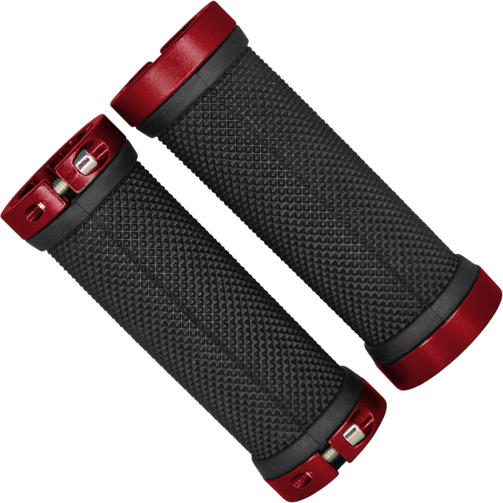 Grips ZERO silicon 90mm c/seguro doble Black/Red par