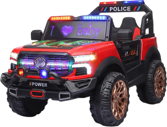 Carro ZERO POLICE luces//c/bateria//BT//recargable 12V7AH red/black