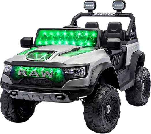 Carro ZERO luces//c/bateria//BT//recargable 12V4.5AH silver/black