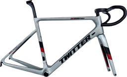 [BP-CUA10831] Cuadro TWITTER Ruta STEALTHpro 540mm carbon p/horquillas c/trinche-pilar-timón-pistas trinche/centro-abrazadera-cobertores silver/red 