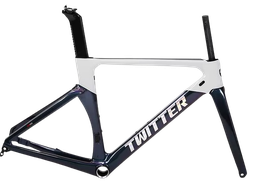 [BP-CUA306] Cuadro TWITTER Ruta AURORA 520mm carbon DISC Press-Fit c/trinche-pilar holografic white 