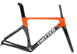 [BP-CUA307] Cuadro TWITTER Ruta AURORA 480mm carbon DISC Press-Fit c/trinche-pilar black/orange 