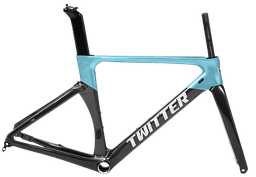 [BP-CUA309] Cuadro TWITTER Ruta AURORA 480mm carbon DISC BB-rosca c/trinche-pilar black/turqueza 