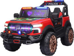 [BP-CARB001] Carro ZERO POLICE luces//c/bateria//BT//recargable 12V7AH red/black